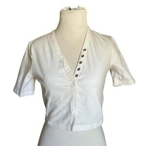 Alexander Wang White Buttoned Crop Top